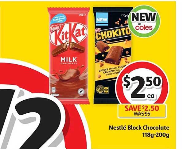 Nestlé Block Chocolate 118g-200g Offer at Coles