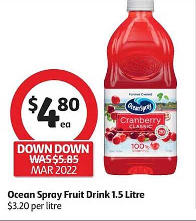 Coles Ocean Spray Fruit Drink 1.5 Litre