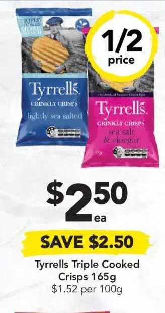 Drakes Tyrrells Triple Cooked Crisps 165g