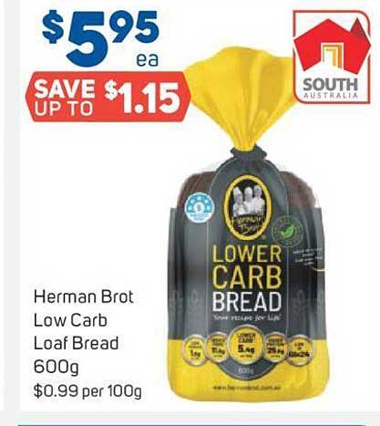 Herman Brot Low Carb Loaf Bread Offer at Foodland