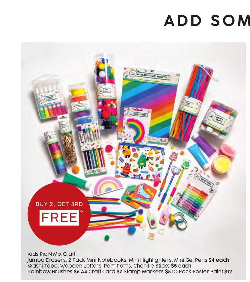 Target Kids Pic N Mix Craft Jumbo Erasers, 2 Pack Mini Notebooks, Mini Highlighters
