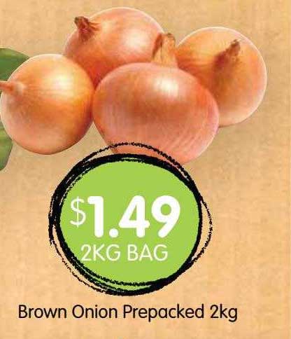 Spudshed Brown Onion Prepacked 2kg
