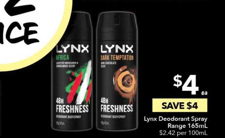 Ritchies Lynx Deodorant Spray Range 165ml