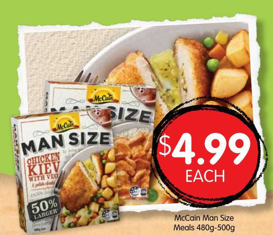 Spudshed Mccain Man Size Meals 480g-500g