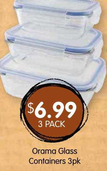 Spudshed Orama Glass Containers 3pk