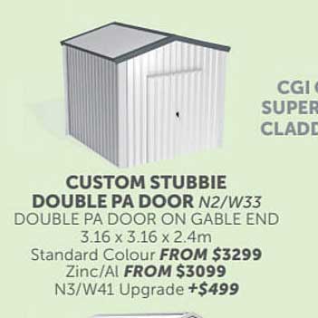 Stratco Custom Stubbie Double Pa Door