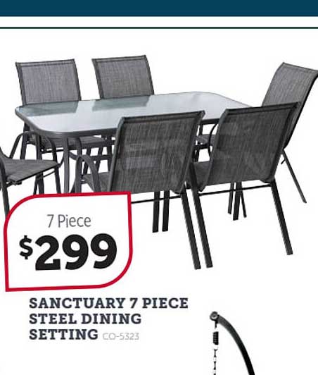 Stratco Sanctuary 7 Piece Steel Dining Setting