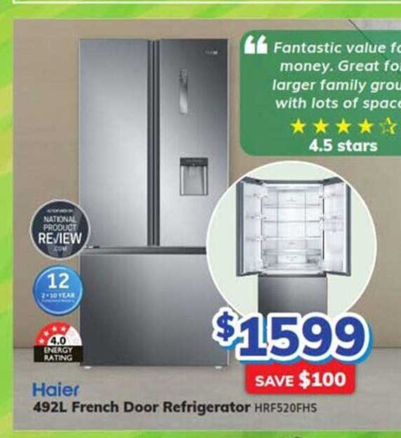 Haier 492l French Door Refrigerator Offer at Bi Rite - 1Catalogue.com.au