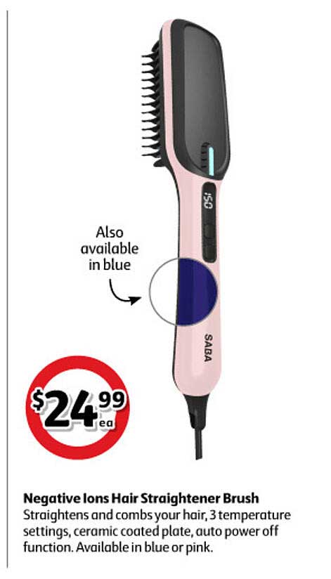 Negative Ions Hair Straightener Brush Offer at Coles