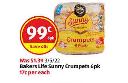 ALDI Bakers Life Sunny Crumpets 6pk