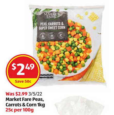 ALDI Market Fare Peas, Carrots & Corn 1kg