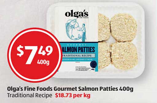 ALDI Olga's Fine Foods Gourmet Salmon Patties 400g