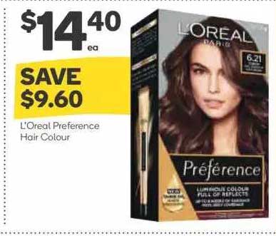 L'oreal Preference Hair Colour Offer at Woolworths