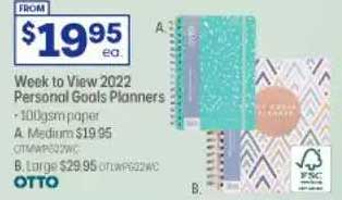 Officeworks Week To View 2022 Personal Goals Planners Otto