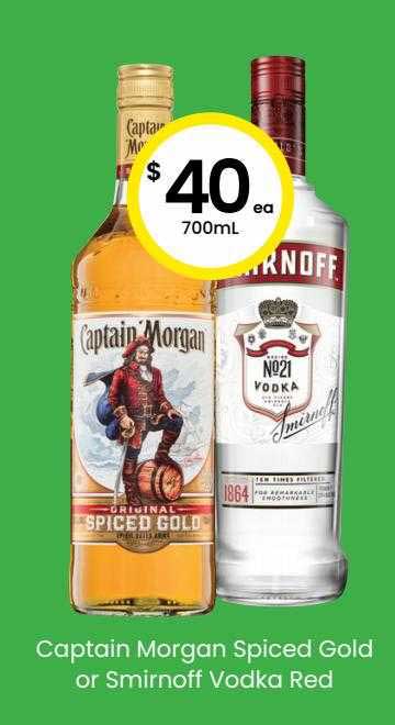 Captain Morgan Spiced Gold Or Smirnoff Vodka Red Offer At The Bottle O
