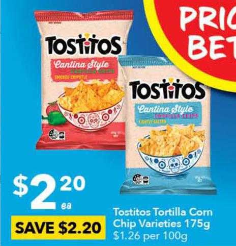 Tostitos Tortilla Corn CHips Varieties 175g Offer at Ritchies ...