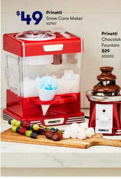 BIG W Prinetti Snow Cone Maker Prinetti Chocolate Fountain