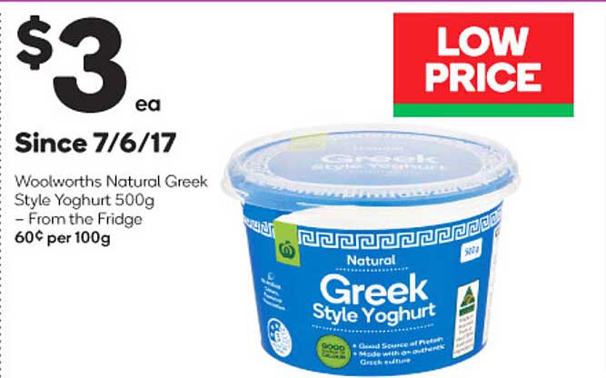 Woolworths Natural Greek Style Yoghurt Offer at Woolworths