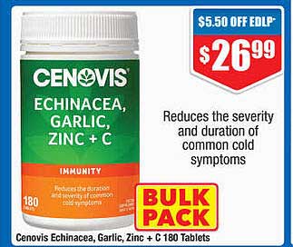 Cenovis Echinacea, Garlic, Zinc + C 180 Tablets Offer at Chemist ...