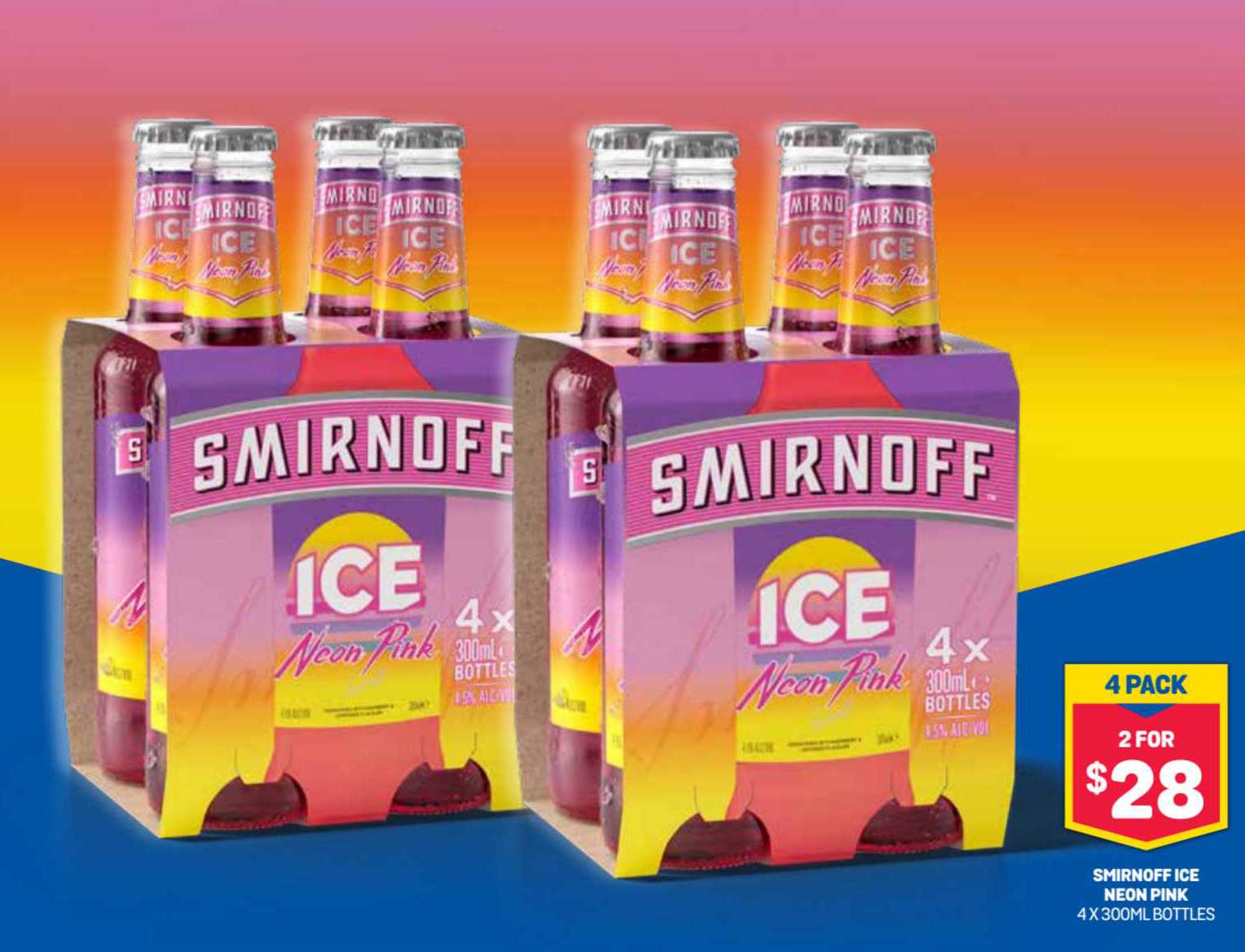 Bottlemart Smirnoff Ice Neon Pink 4 X 300mL Bottles