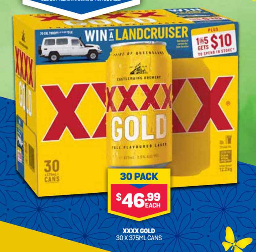 Bottlemart XXXX Gold 30 X 375ml Cans