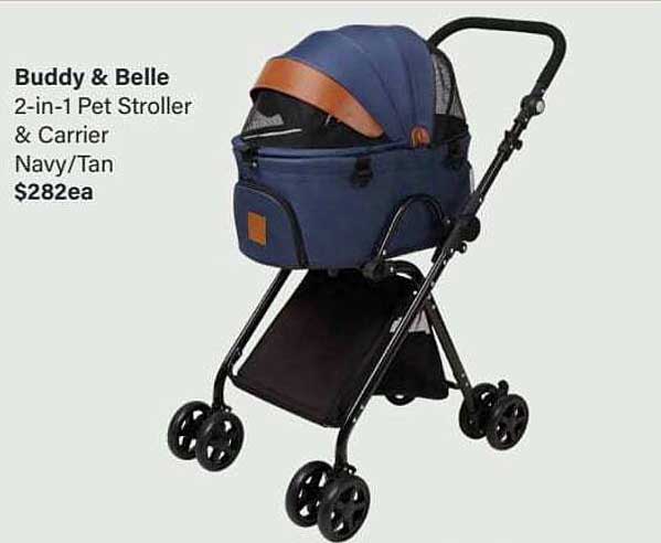 Pet Stock Buddy & Belle 2-in-1 Pet Stroller & Carrier Navy Tan