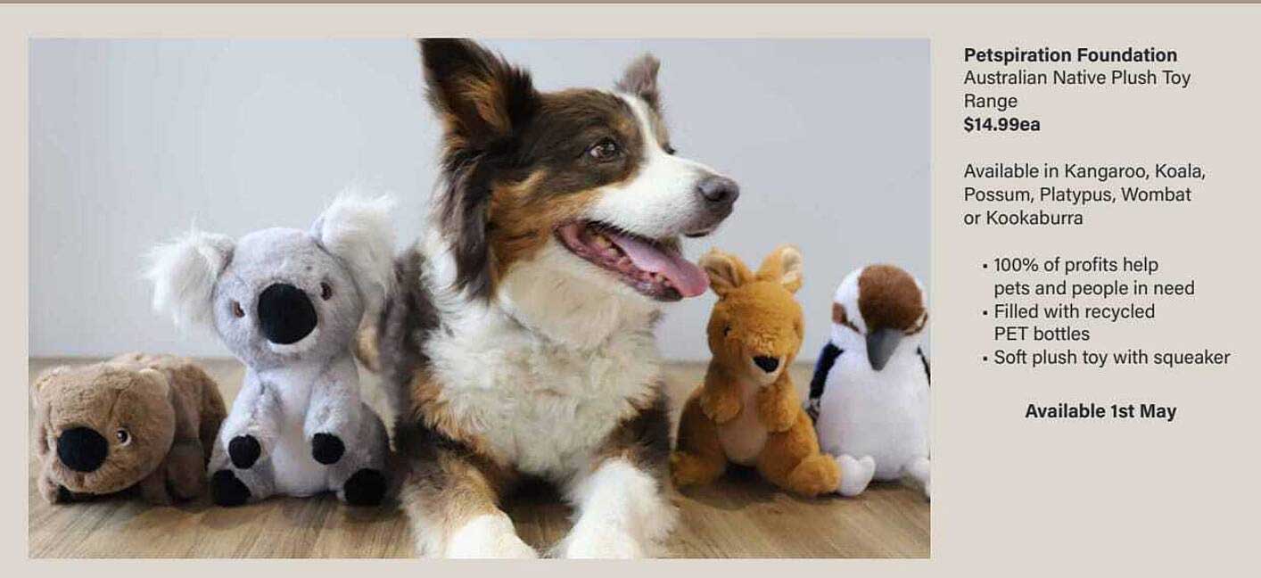 Pet Stock Petspiration Foundation Australian Native Plush Toy Range