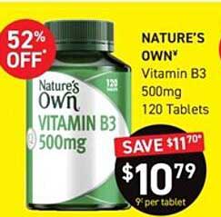 Nature's Own Vitamin B3 500mg Offer at Chemist King - 1Catalogue.com.au