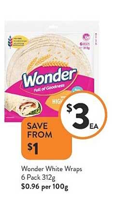 Wonder White Wraps Offer at FoodWorks - 1Catalogue.com.au