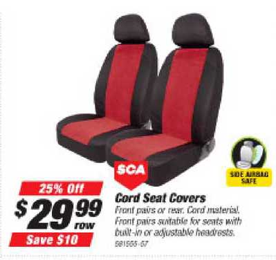 Sca Cord Seat Covers Offer At Super Auto - Sca Memory Foam Seat Covers