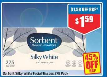 Chemist Warehouse Sorbent Silky White Tissues 275 Pack