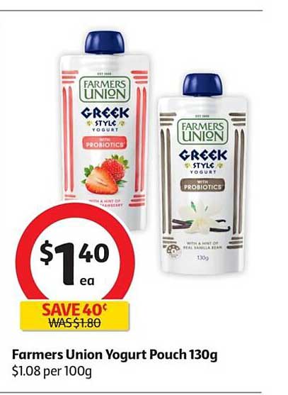 Farmers Union Yogurt Pouch Offer at Coles