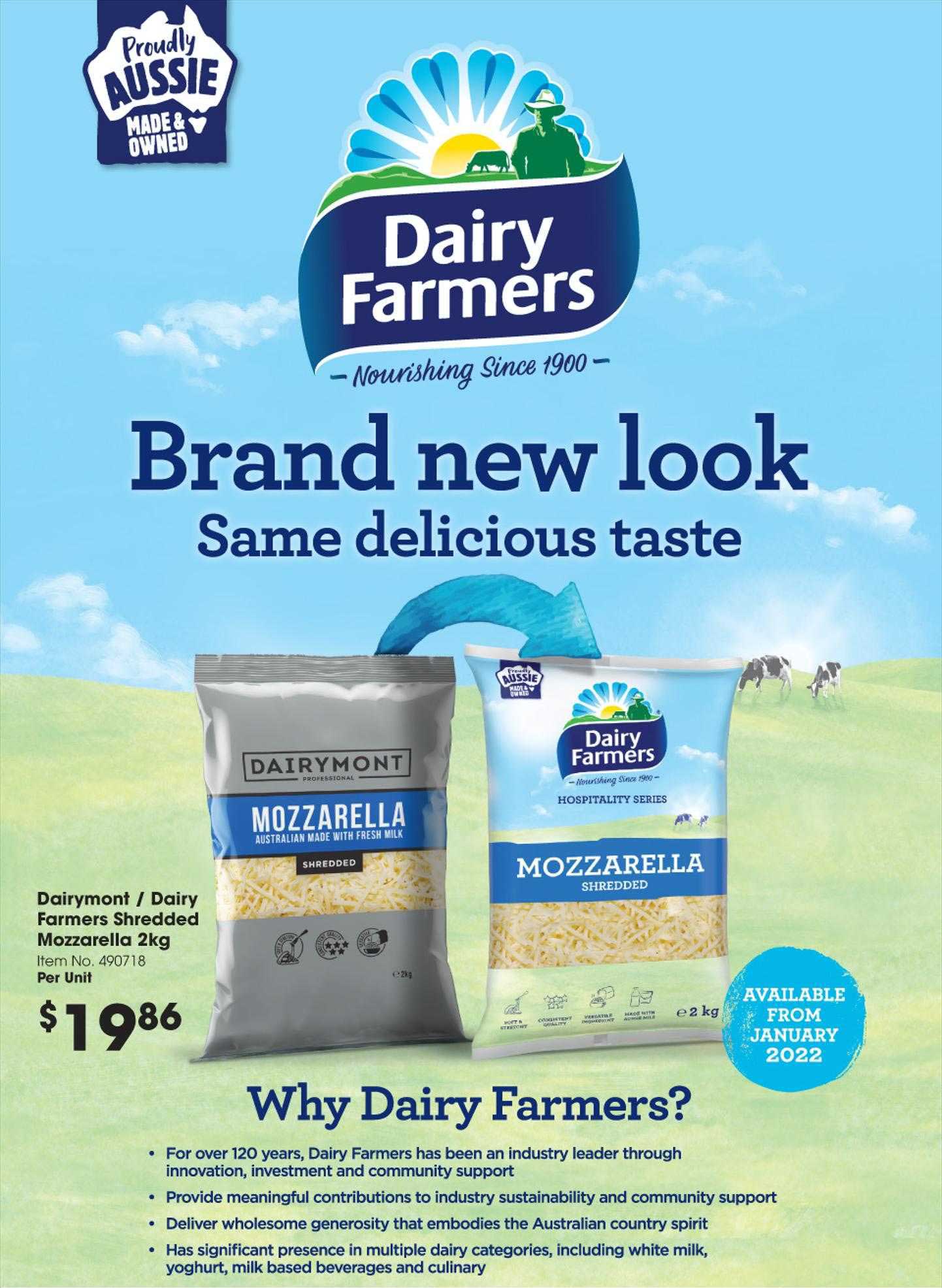 Campbells Wholesale Dairymont - Dairy Farmers Shredded Mozzarella 2kg