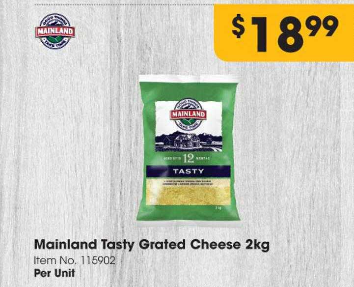 Campbells Wholesale Mainland Tasty Grated Cheese 2kg