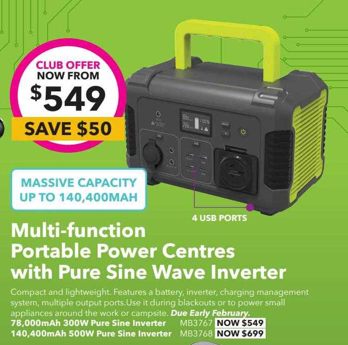 Jaycar Electronics Multi-function Portable Power Centres With Pure Sine Wave Inverter
