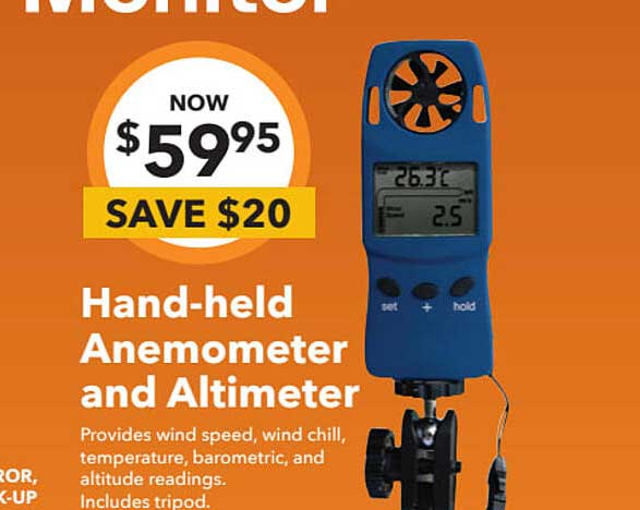 Jaycar Electronics Hand-held Anemometer And Altimeter