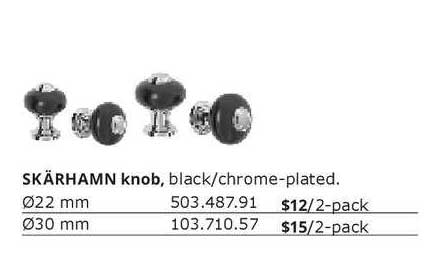 Ikea SKARHAMN Knob, Black-chrome-plated.