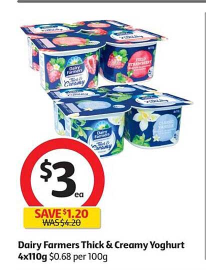 Dairy Farmers Thick & Creamy Yoghurt 4x110 G Offer at Coles ...