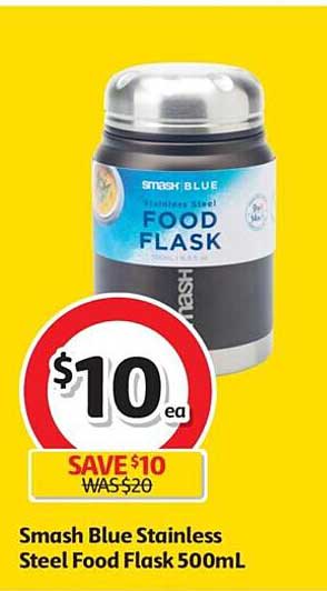 Coles Smash Blue Stainless Steel Food Flask 500mL
