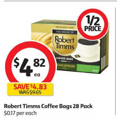 Coles Robert Timms Coffee Bags 28 Pack