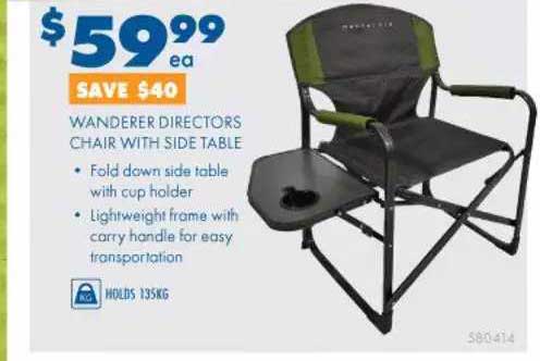 BCF Wanderer Directors Chair With Side Table