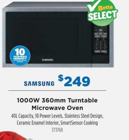 Betta 1000w 360mm Turntable Microwave Oven Samsung