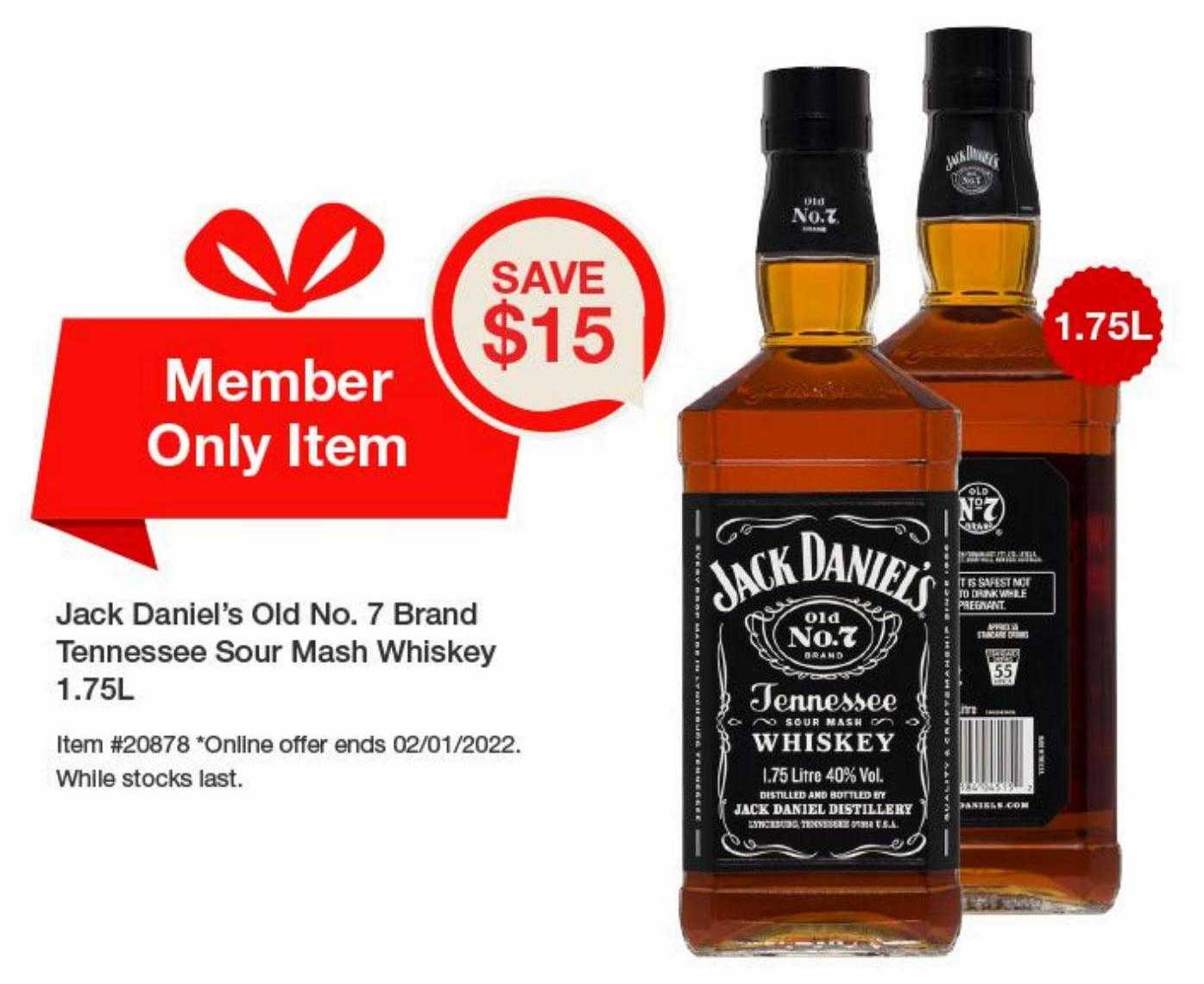 Jack Daniel's Old No. 7 Brand Tennessee Sour Mash Whiskey Offer at Costco