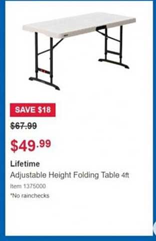 Lifetime Adjustable Height Folding Table20168 