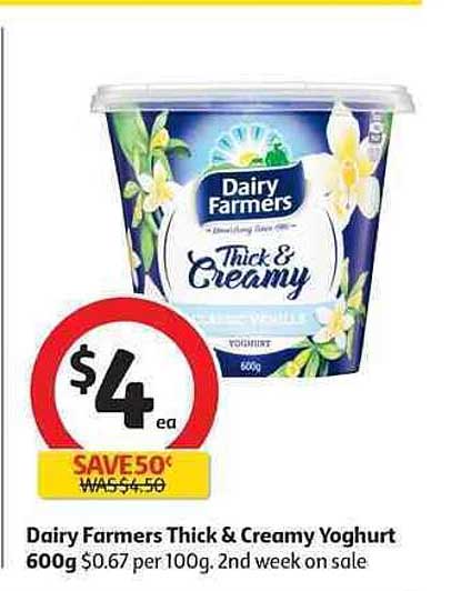Dairy Farmers Thick & Creamy Yoghurt 600g Offer at Coles