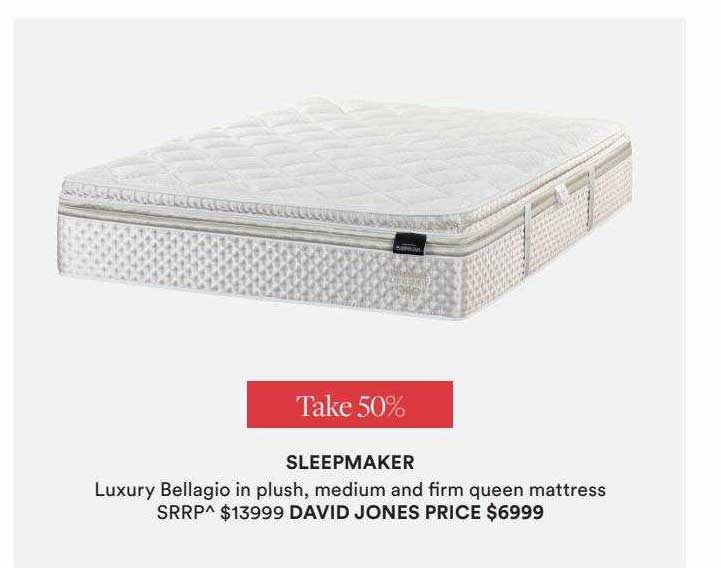 David Jones Sleepmaker Luxury Bellagio In Plush Medium And Firm Queen Mattress Srrp