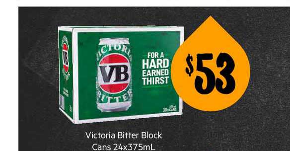 First Choice Liquor Victoria Bitter Block Cans 24 X 375ml