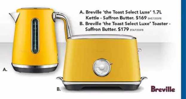 Harvey Norman Breville The Toast Select Luxe Kettle Saffron Butter Breville The Toast Select Luxe Toaster Saffron Butter