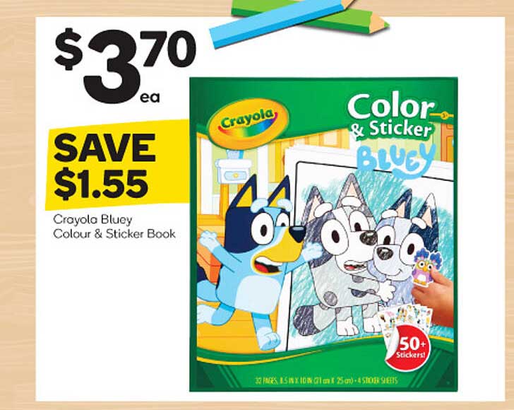 Crayola Bluey Colour And Sticker Book Offer At Woolworths Au