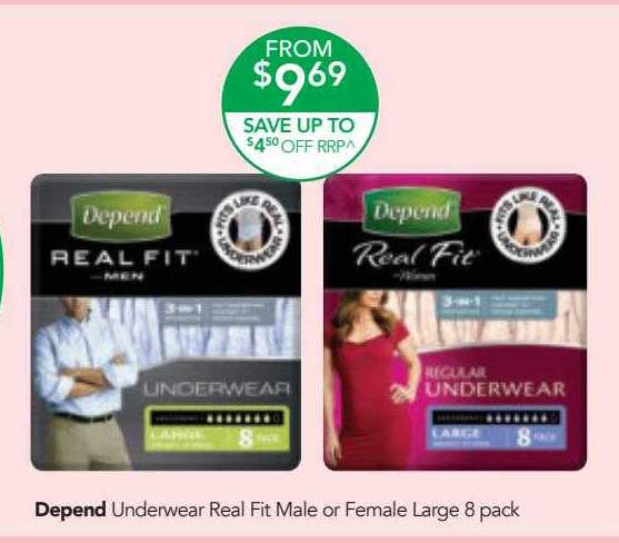 Terry White Depend Underwear Real Fit Male Or Female Large